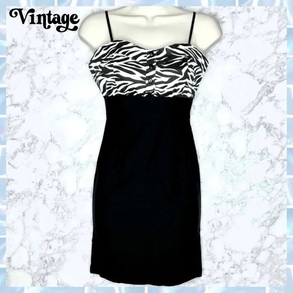 Lipstick 90s Black Zebra Print Form Fitting Mini Dress Juniors Medium - Picture 8 of 8